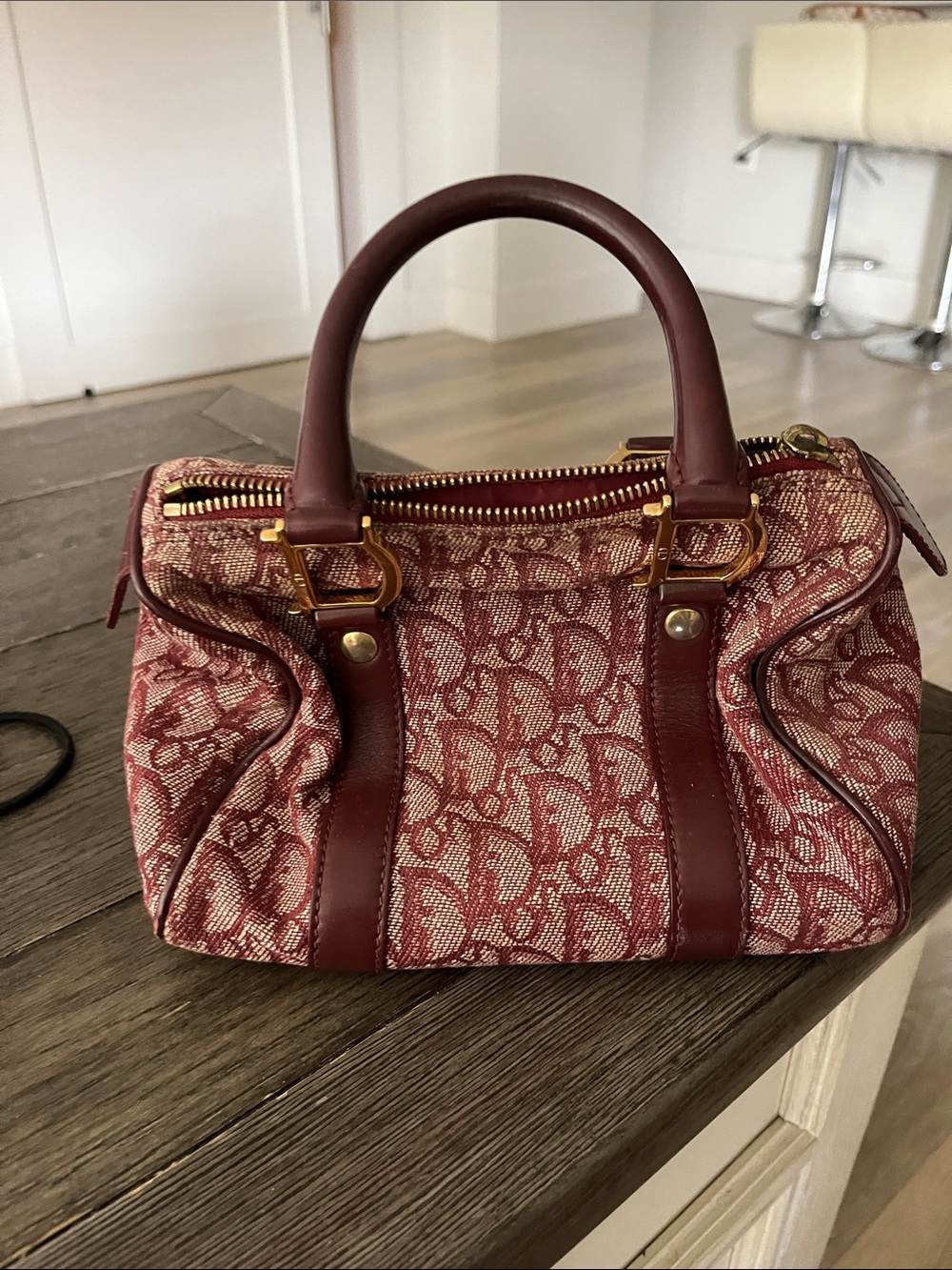 Dior Burgundy Pink Monogram Mini Bag with Gold Hardware - Picture 2 of 5